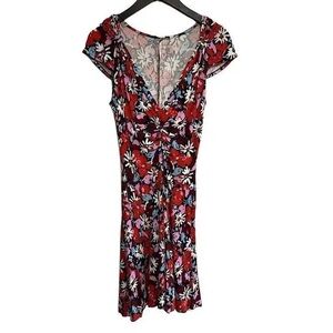 Free People Red and Black Floral Mini Dress